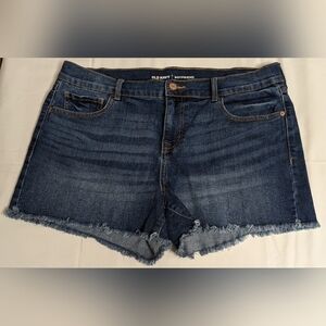 Old Navy Blue Tie Dye Denim Boyfriend High Rise Stretch Cut Off Shorts Size 14